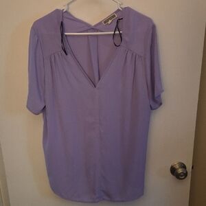 Pleione Purple Short Sleeve Relaxed Blouse